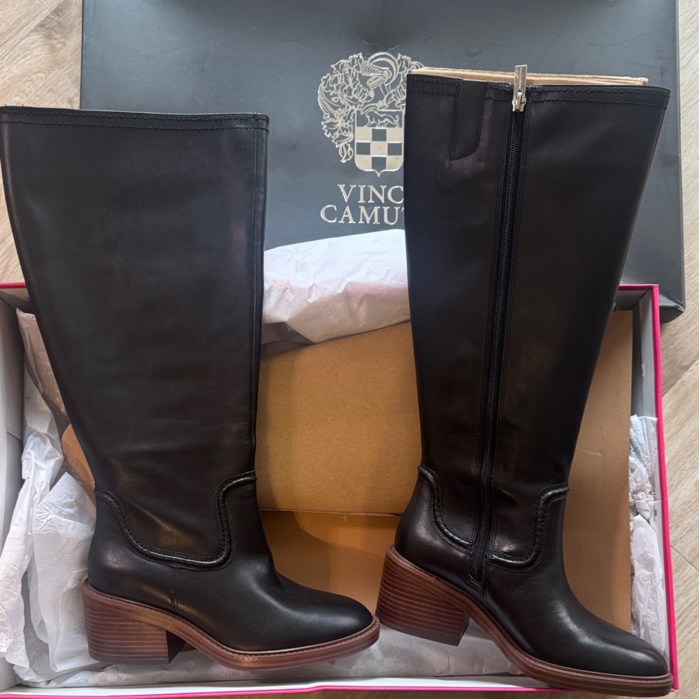 Vince Camuto Black Leather Heeled Boots